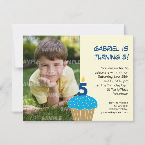 Sweet Cupcake 5th Birthday Party Invitation