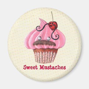 Sweet Cupcake and Mustaches Magnet