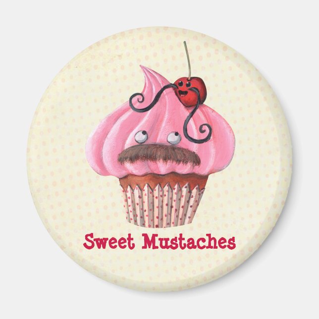 Sweet Cupcake and Mustaches Magnet (Front)