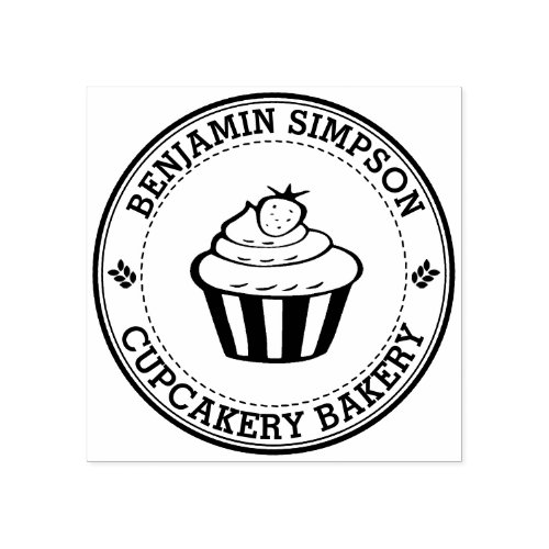 Sweet Cupcake Bakery Logo Rubber Stamp