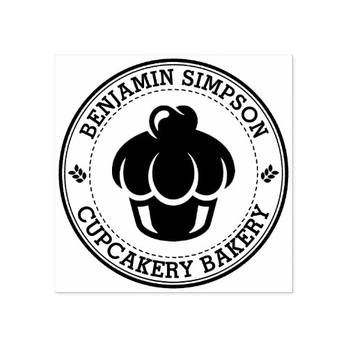Sweet Cupcake Bakery Logo Rubber Stamp