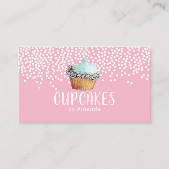 Sweet Cupcake Bakery Pastry Chef Cute Pink Business Card (Front)