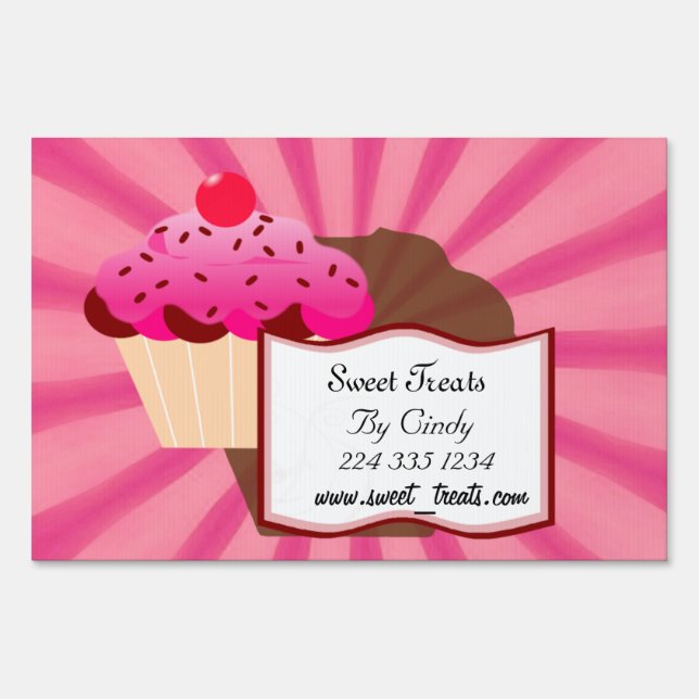 Sweet Cupcake Bakery Yard Sign (Front)