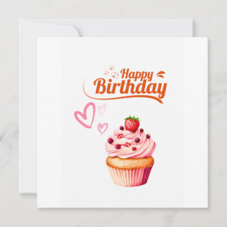 Sweet Cupcake Birthday Flat Greeting Card