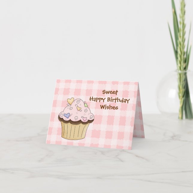 Sweet Cupcake Birthday Greeting Card (Front)