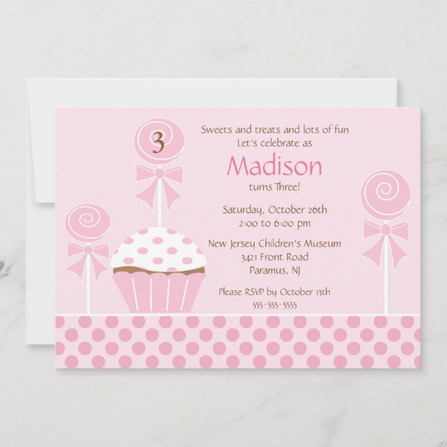 Sweet Cupcake Birthday Invitation (Front)