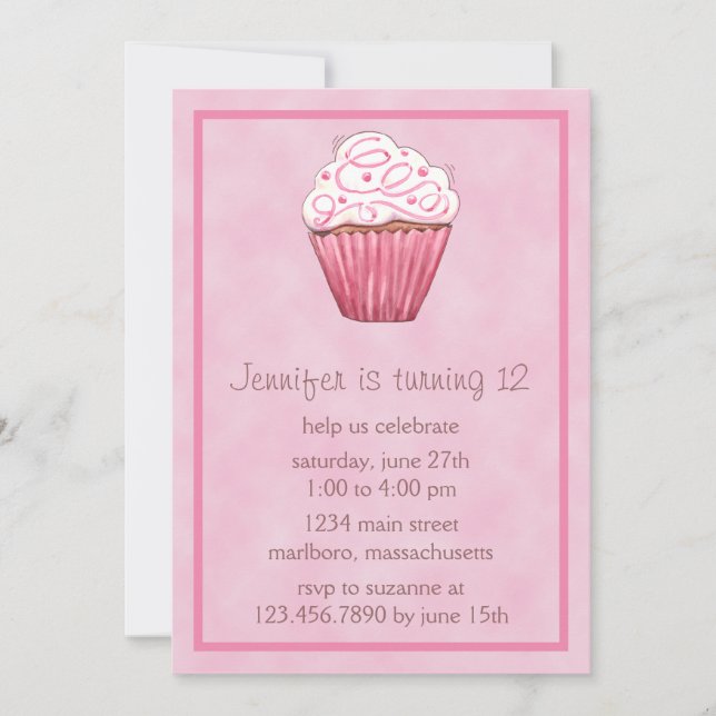 Sweet Cupcake Birthday Party Invitation (Front)