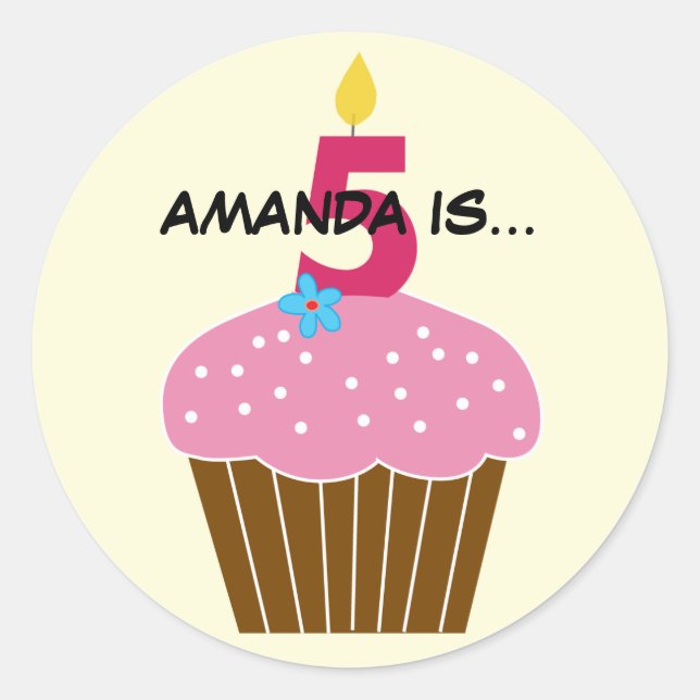 Sweet Cupcake Fifth Birthday Sticker (Front)