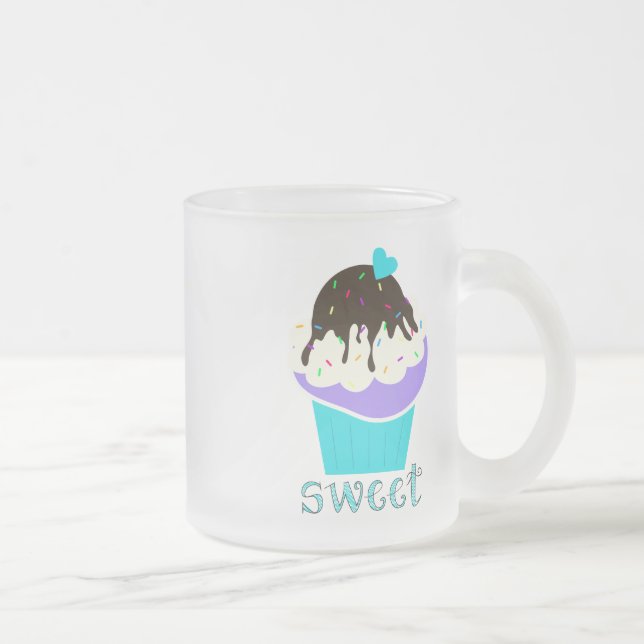 Sweet Cupcake Frosted Glass Coffee Mug (Right)