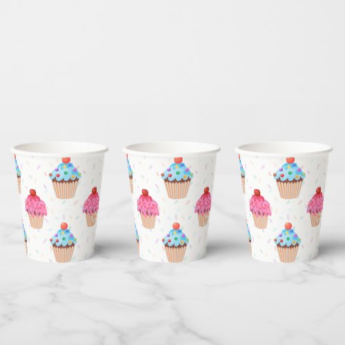 Sweet Cupcake Gender Reveal Paper Cups