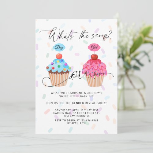 Sweet Cupcake Gender Reveal Party Invitation