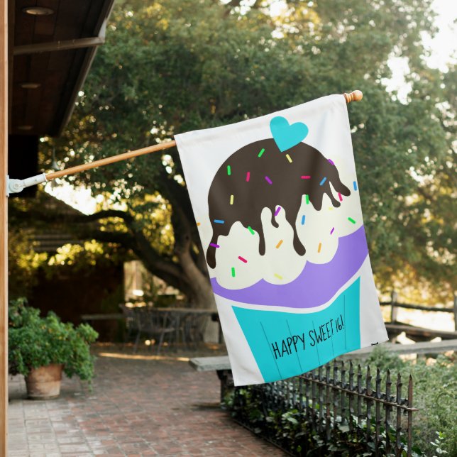 Sweet Cupcake House Flag (In SItu)