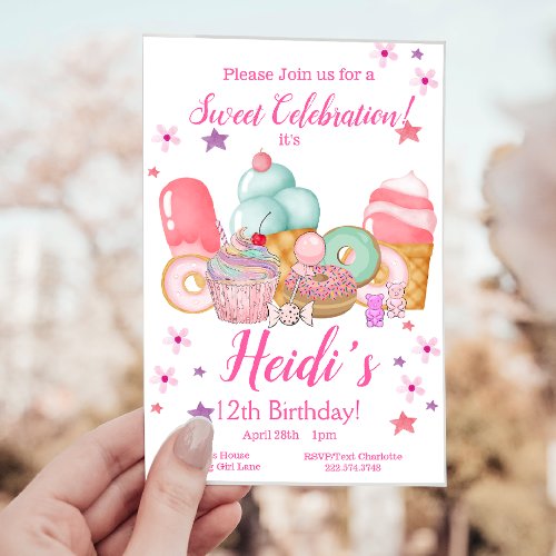 Sweet Cupcake Ice Cream Birthday Any Age    Invitation