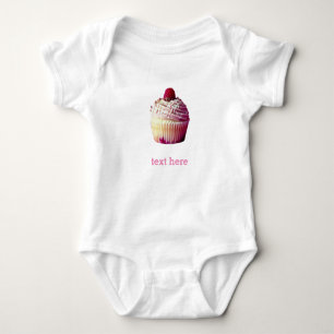 Sweet Cupcake Jersey Bodysuit, White Baby Bodysuit