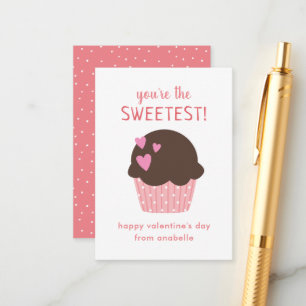 Sweet Cupcake Kids Classroom Valentine's Cards