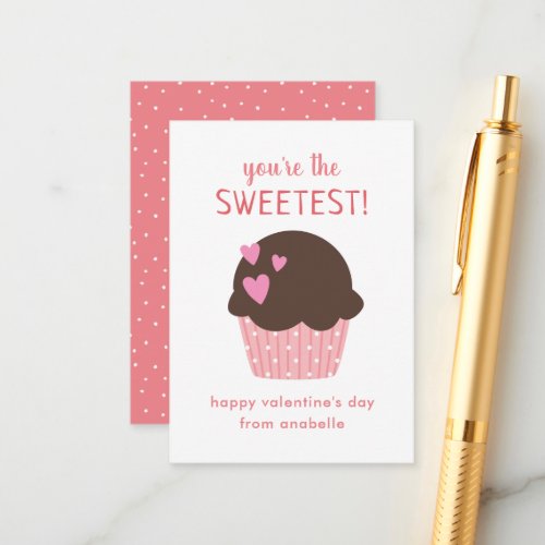 Sweet Cupcake Kids Classroom Valentines Cards