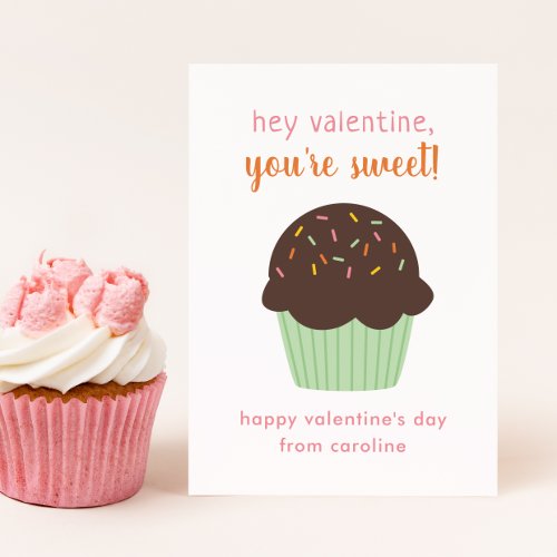 Sweet Cupcake Kids Classroom Valentines Cards