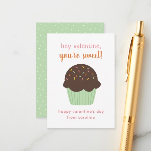 Sweet Cupcake Kids Classroom Valentines Cards