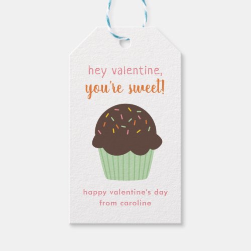 Sweet Cupcake Kids Classroom Valentines Cards Gift Tags