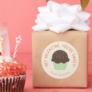Sweet Cupcake Kids Classroom Valentine's Day Party Classic Round Sticker