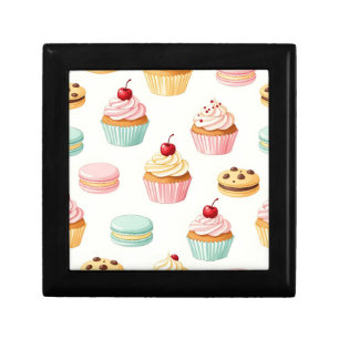 Sweet Cupcake Macaron Pattern Gift Box