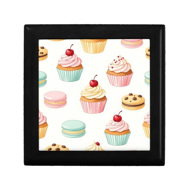Sweet Cupcake Macaron Pattern Gift Box (Front)