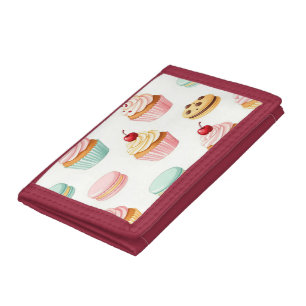 Sweet Cupcake Macaron Pattern Trifold Wallet