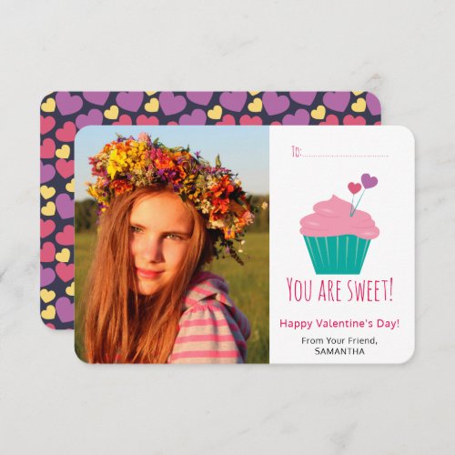Sweet Cupcake Photo Valentines Day Card
