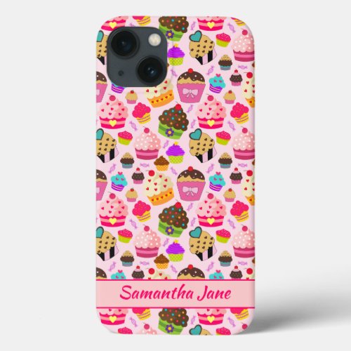 Sweet Cupcake Pink Cake Pattern iPhone 13 Case