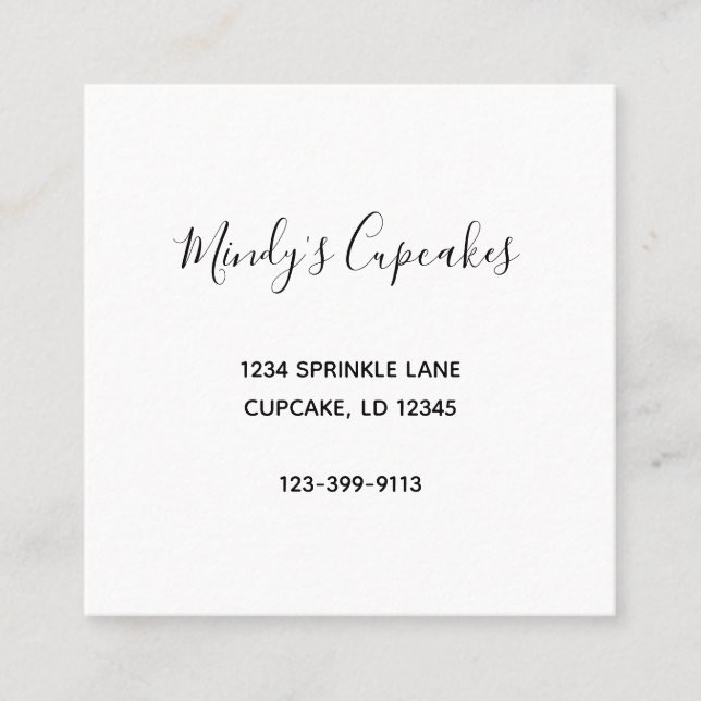 Sweet Cupcake Square Business Card (Front)