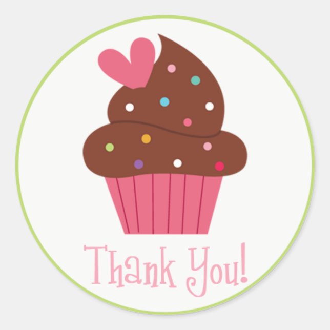 Sweet Cupcake Thank You Sticker (Front)