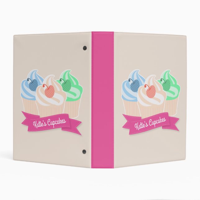 Sweet Cupcake Trio Personalised Cute Mini Binder (Background)