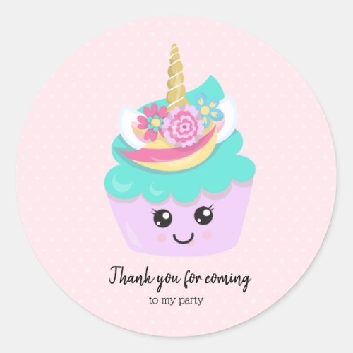 Sweet cupcake unicorn _ choose background color classic round sticker