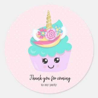 Sweet cupcake unicorn - choose background color classic round sticker