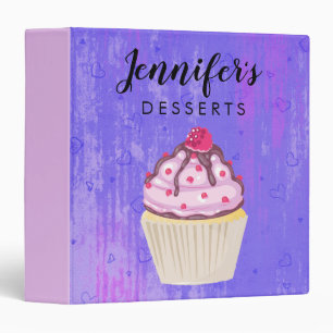 Sweet Cupcake with Raspberry on Top 3 Ring Binder