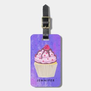 Sweet Cupcake with Raspberry on Top Custom Luggage Tag