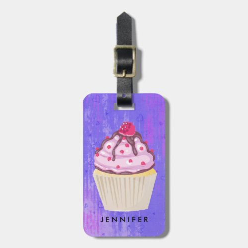 Sweet Cupcake with Raspberry on Top Custom Luggage Tag