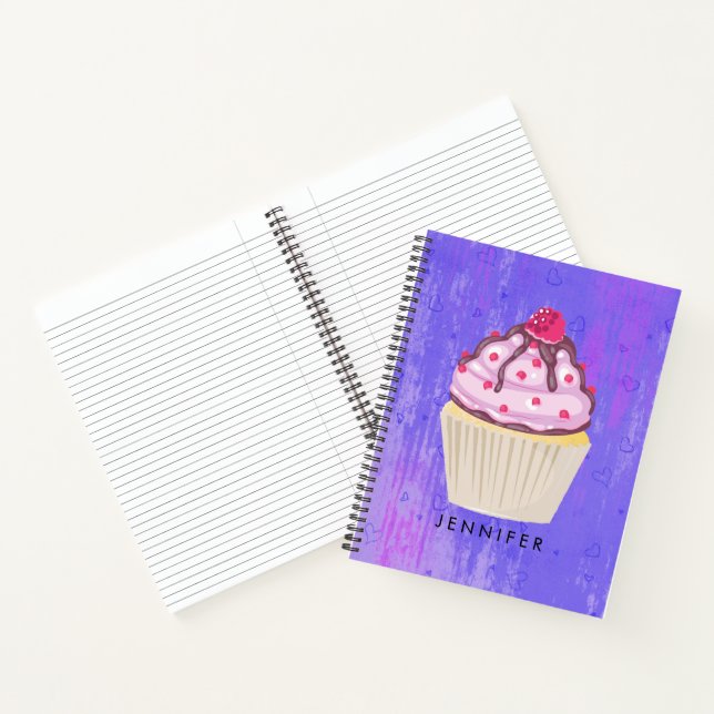 Sweet Cupcake with Raspberry on Top Custom Notebook (Inside)