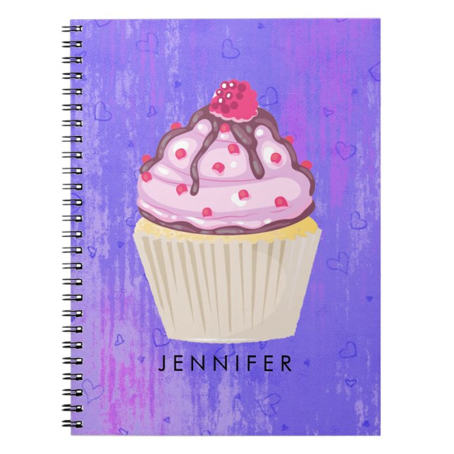 Sweet Cupcake with Raspberry on Top Notebook (Front)