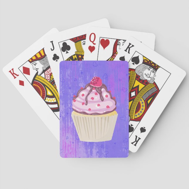 Sweet Cupcake with Raspberry on Top Poker Cards (Back)