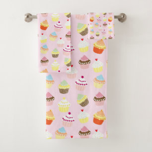 SWEET CUPCAKES BATH TOWEL SET