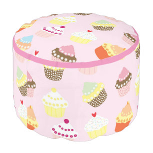 SWEET CUPCAKES PINK PATTERN POUF