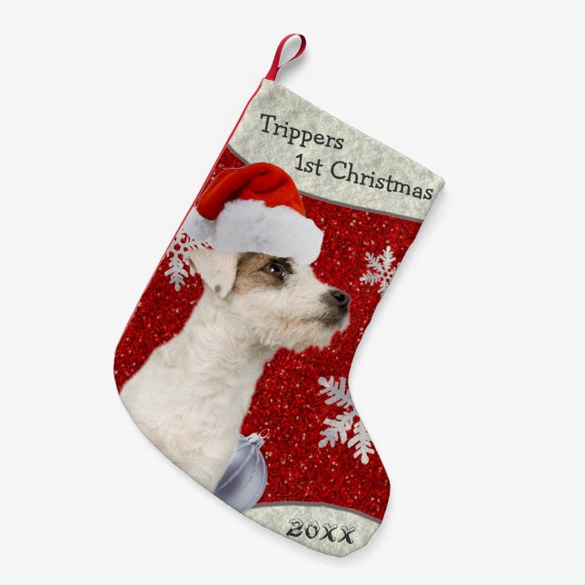 Sweet Customizable Jack Russell Christmas Stocking (Front (Hanging))