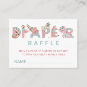 *~* Sweet Cute Animal Letters Baby Diaper Raffle Enclosure Card