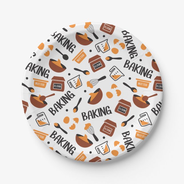 Sweet Cute Baking Art Pattern I Paper Plates (Front)