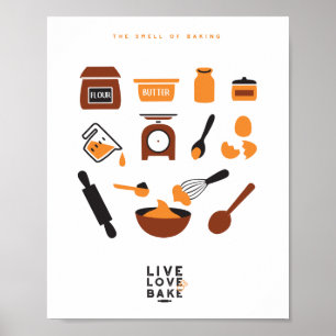 Sweet Cute Baking Tools Art Poster