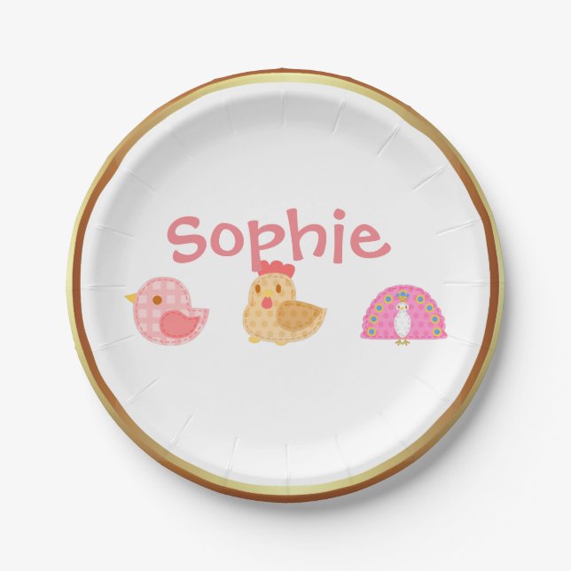 Sweet Cute Birds Paper Plates (Front)