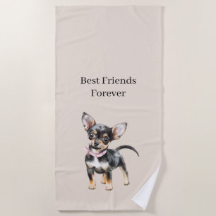 Sweet Cute Brown Cream Chihuahua Dog Best Friends Beach Towel
