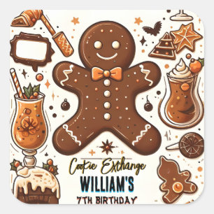 sweet cute food Kids Cookie Exchange 7th Birthday Square Sticker