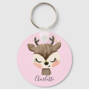 Sweet Cute & Girly Pastel Blush Pink Baby Reindeer Keychain
